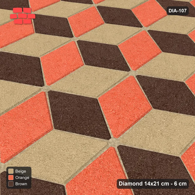 Interlock (Pasco) 14x21 cm · DIA-107 · Tumbling cubes, 3-tone 120 deg - edge to edge · Side view