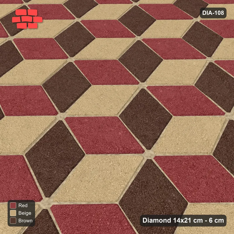 Interlock (Pasco) 14x21 cm · DIA-108 · Tumbling cubes, 3-tone 15 deg - kerb frame · Side view