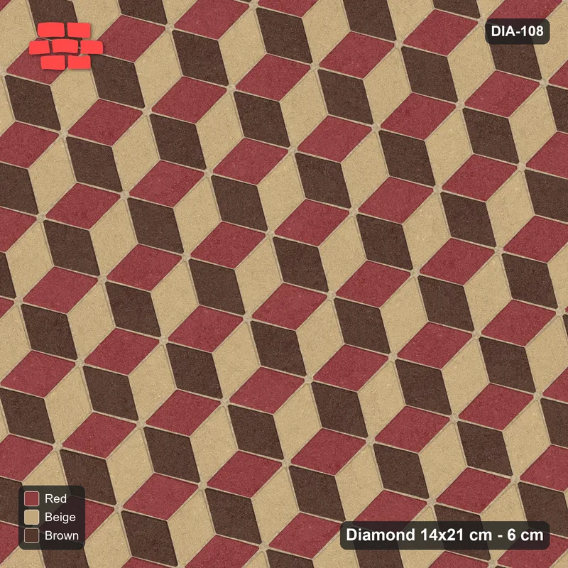 Interlock (Pasco) 14x21 cm · DIA-108 · Tumbling cubes, 3-tone 15 deg - kerb frame · Top view