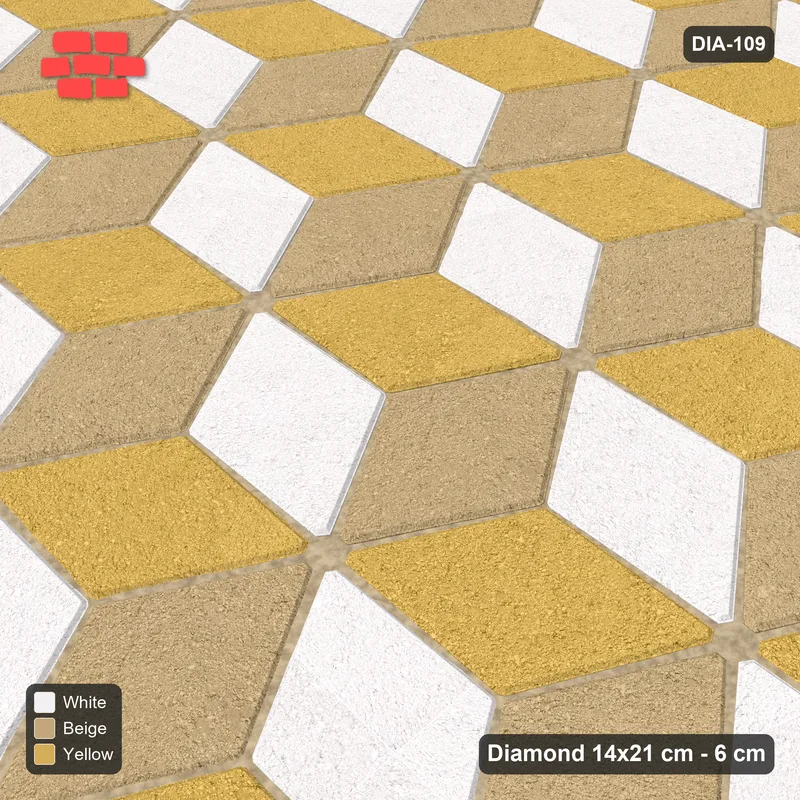 Interlock (Pasco) 14x21 cm · DIA-109 · Tumbling cubes, 3-tone 90 deg - kerb frame · Side view