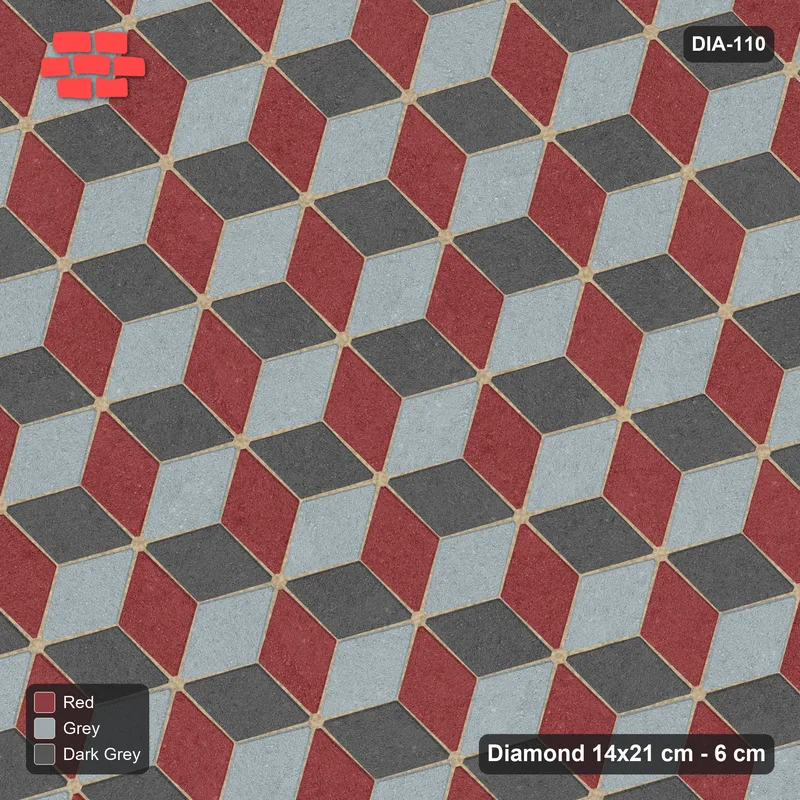 Interlock (Pasco) 14x21 cm · DIA-110 · Tumbling cubes, 3-tone 165 deg - edge to edge · Top view