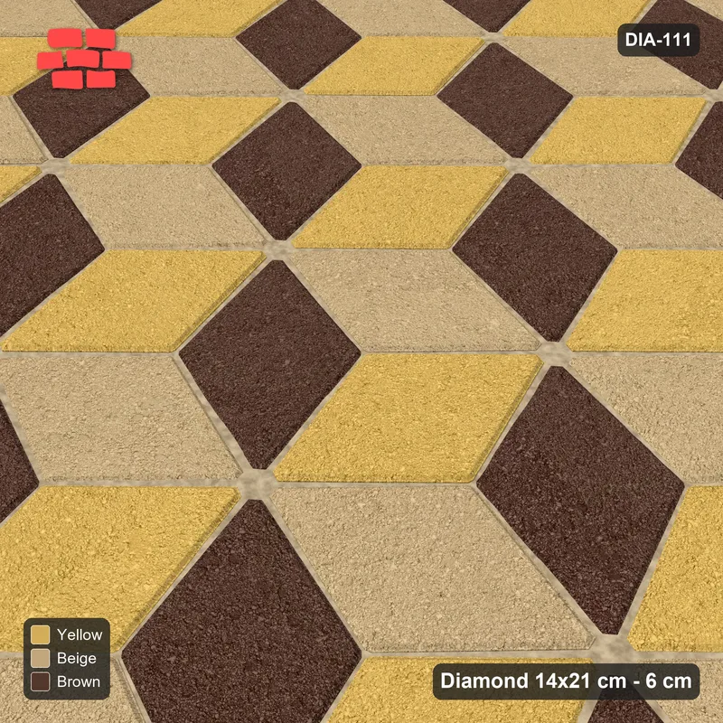 Interlock (Pasco) 14x21 cm · DIA-111 · Tumbling cubes, 3-tone 75 deg - edge to edge · Side view
