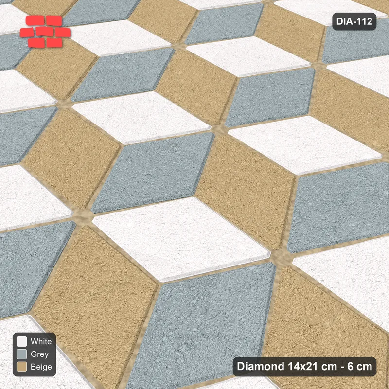Interlock (Pasco) 14x21 cm · DIA-112 · Tumbling cubes, 3-tone 150 deg - kerb frame · Side view