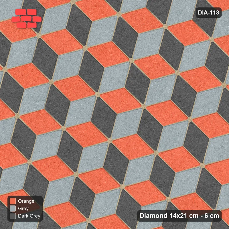Interlock (Pasco) 14x21 cm · DIA-113 · Tumbling cubes, 3-tone 45 deg - kerb frame · Top view