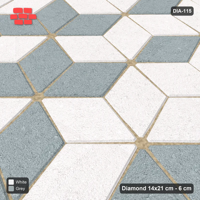 Interlock (Pasco) 14x21 cm · DIA-115 · Tumbling cubes, 3x3 flip blocks 15 deg - edge to edge · Side view