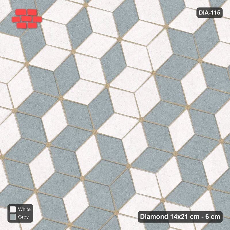 Interlock (Pasco) 14x21 cm · DIA-115 · Tumbling cubes, 3x3 flip blocks 15 deg - edge to edge · Top view