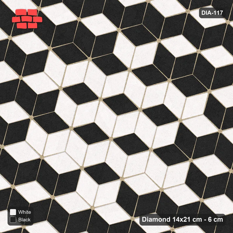Interlock (Pasco) 14x21 cm · DIA-117 · Tumbling cubes, medallion 165 deg - edge to edge · Top view