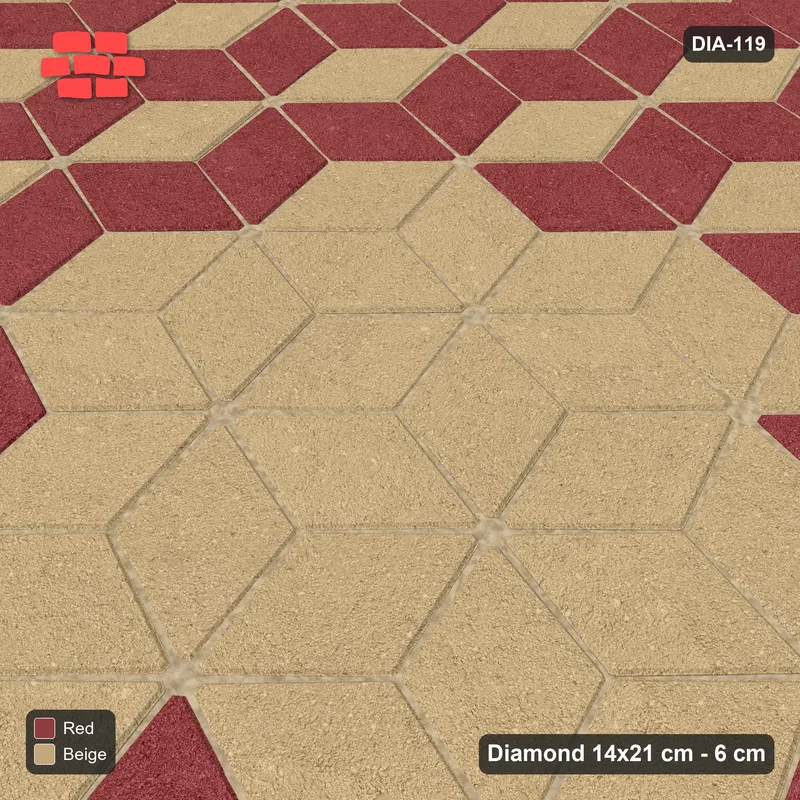 Interlock (Pasco) 14x21 cm · DIA-119 · Tumbling cubes, plain medallion 135 deg - edge to edge · Side view