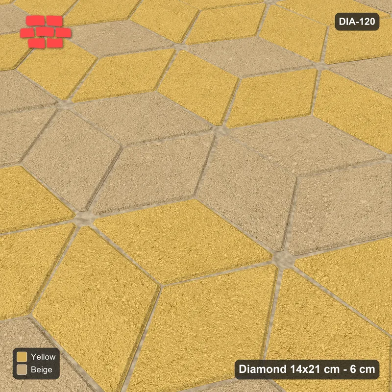 Interlock (Pasco) 14x21 cm · DIA-120 · Tumbling cubes, flipped row every 3rd 30 deg - kerb frame · Side view