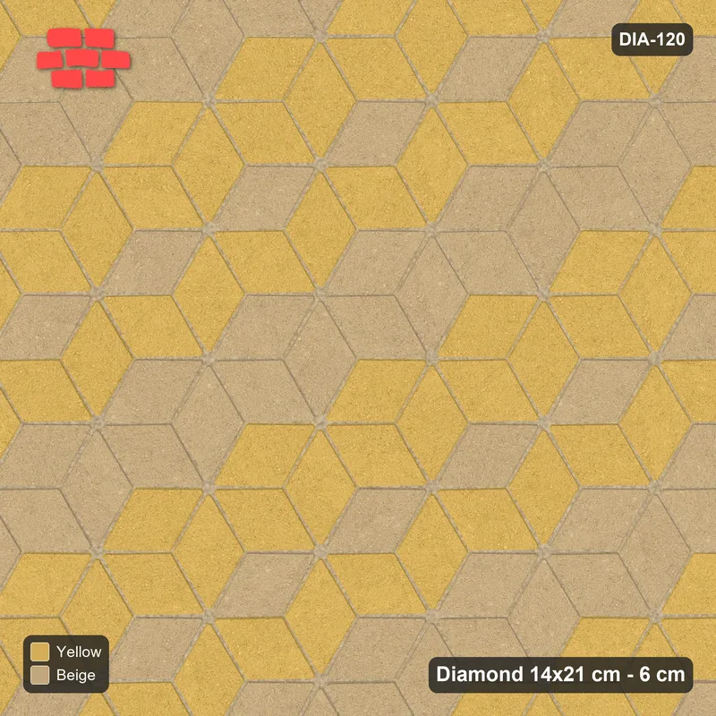 Interlock (Pasco) 14x21 cm · DIA-120 · Tumbling cubes, flipped row every 3rd 30 deg - kerb frame · Top view