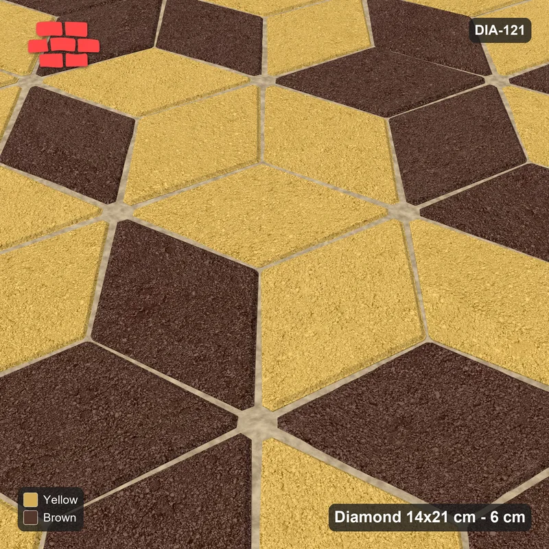 Interlock (Pasco) 14x21 cm · DIA-121 · Tumbling cubes, 2x2 flip blocks 105 deg - kerb frame · Side view