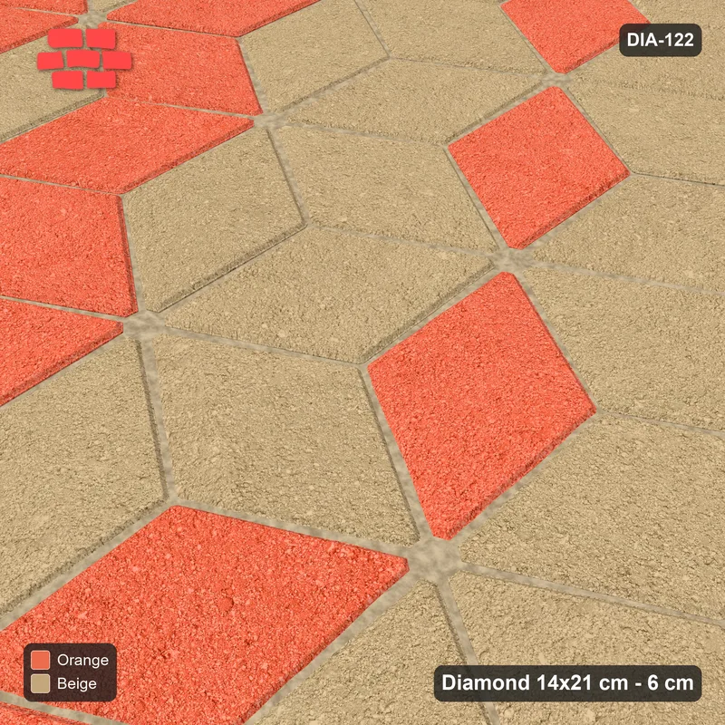Interlock (Pasco) 14x21 cm · DIA-122 · Tumbling cubes, diagonal zones 0 deg - kerb frame · Side view