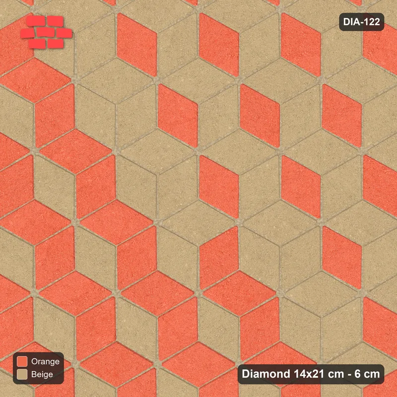 Interlock (Pasco) 14x21 cm · DIA-122 · Tumbling cubes, diagonal zones 0 deg - kerb frame · Top view