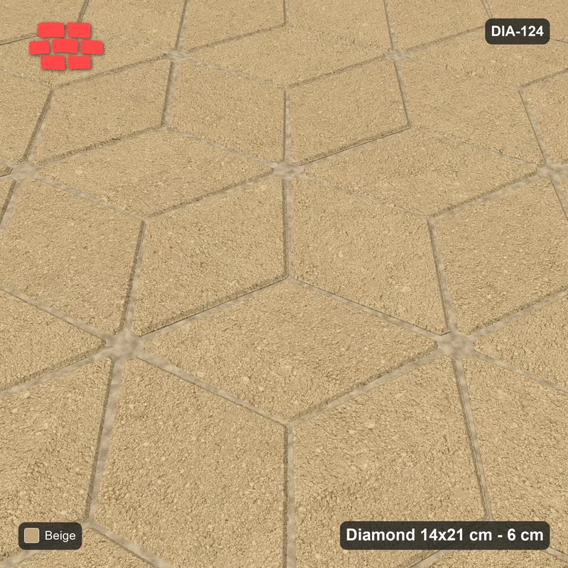 Interlock (Pasco) 14x21 cm · DIA-124 · Single-tone rhombus lattice 165 deg - edge to edge · Side view