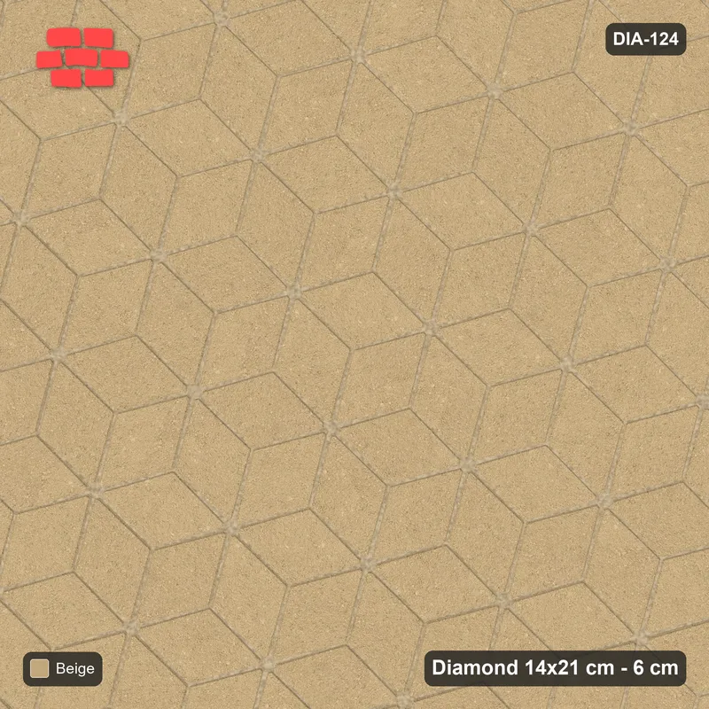 Interlock (Pasco) 14x21 cm · DIA-124 · Single-tone rhombus lattice 165 deg - edge to edge · Top view