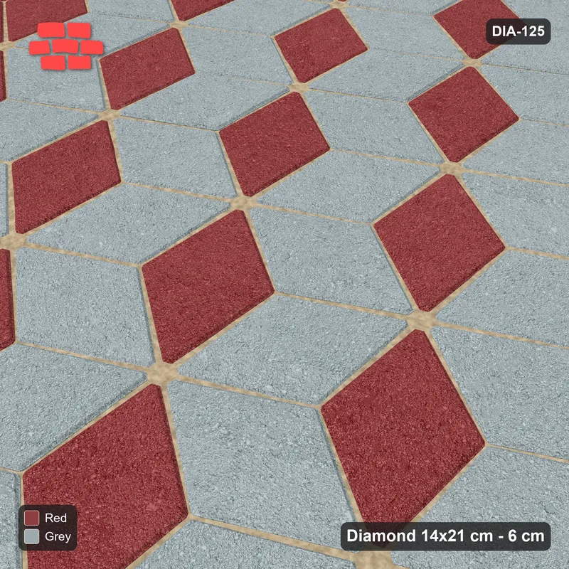 Interlock (Pasco) 14x21 cm · DIA-125 · Tumbling cubes, accent border 60 deg - kerb frame · Side view