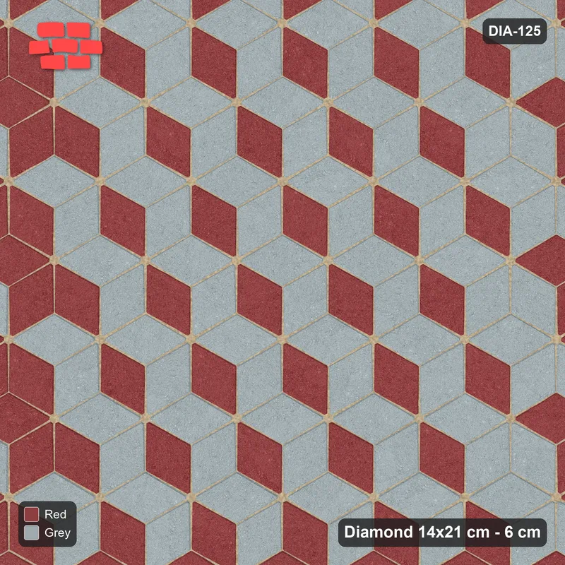 Interlock (Pasco) 14x21 cm · DIA-125 · Tumbling cubes, accent border 60 deg - kerb frame · Top view