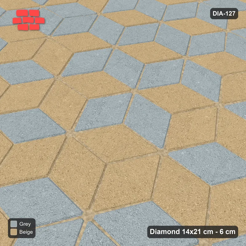 Interlock (Pasco) 14x21 cm · DIA-127 · Tumbling cubes, 3x3 flip blocks 30 deg - edge to edge · Side view