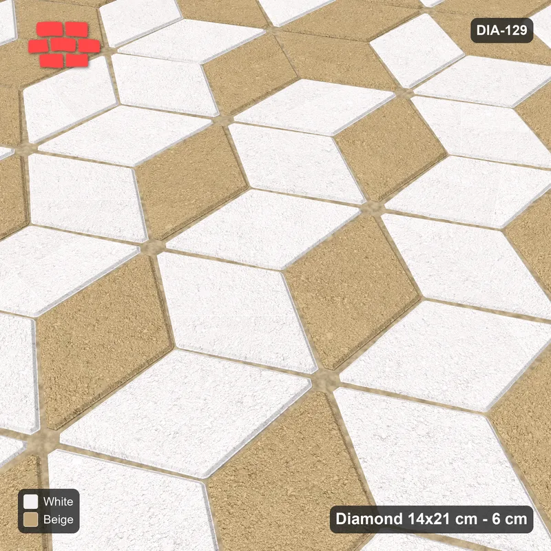 Interlock (Pasco) 14x21 cm · DIA-129 · Tumbling cubes, medallion 0 deg - kerb frame · Side view