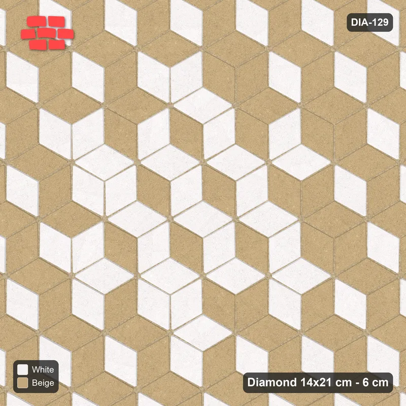 Interlock (Pasco) 14x21 cm · DIA-129 · Tumbling cubes, medallion 0 deg - kerb frame · Top view