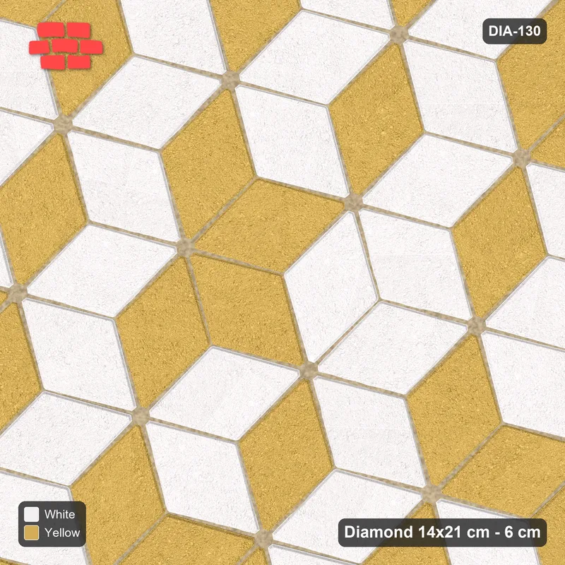 Interlock (Pasco) 14x21 cm · DIA-130 · Tumbling cubes, tonal rings 75 deg - kerb frame · Top view