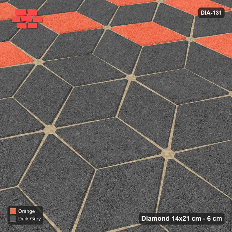 Interlock (Pasco) 14x21 cm · DIA-131 · Tumbling cubes, plain medallion 150 deg - edge to edge · Side view