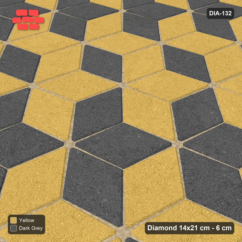 Interlock (Pasco) 14x21 cm · DIA-132 · Tumbling cubes, flipped row every 3rd 45 deg - kerb frame · Side view