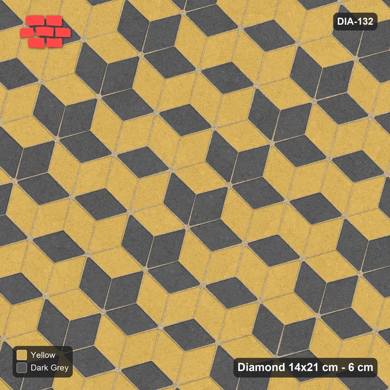 Interlock (Pasco) 14x21 cm · DIA-132 · Tumbling cubes, flipped row every 3rd 45 deg - kerb frame · Top view