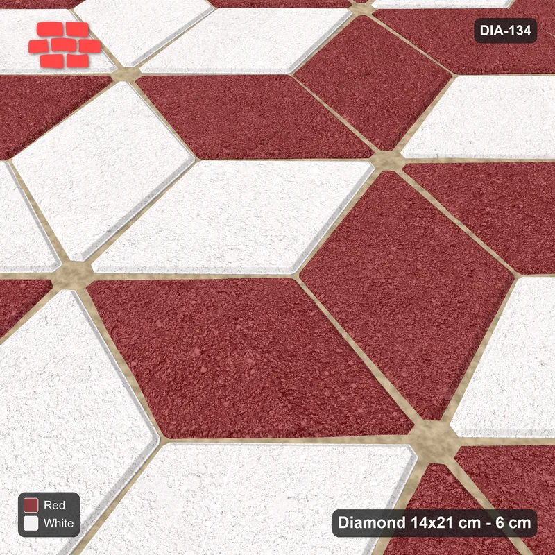 Interlock (Pasco) 14x21 cm · DIA-134 · Tumbling cubes, diagonal zones 15 deg - kerb frame · Side view