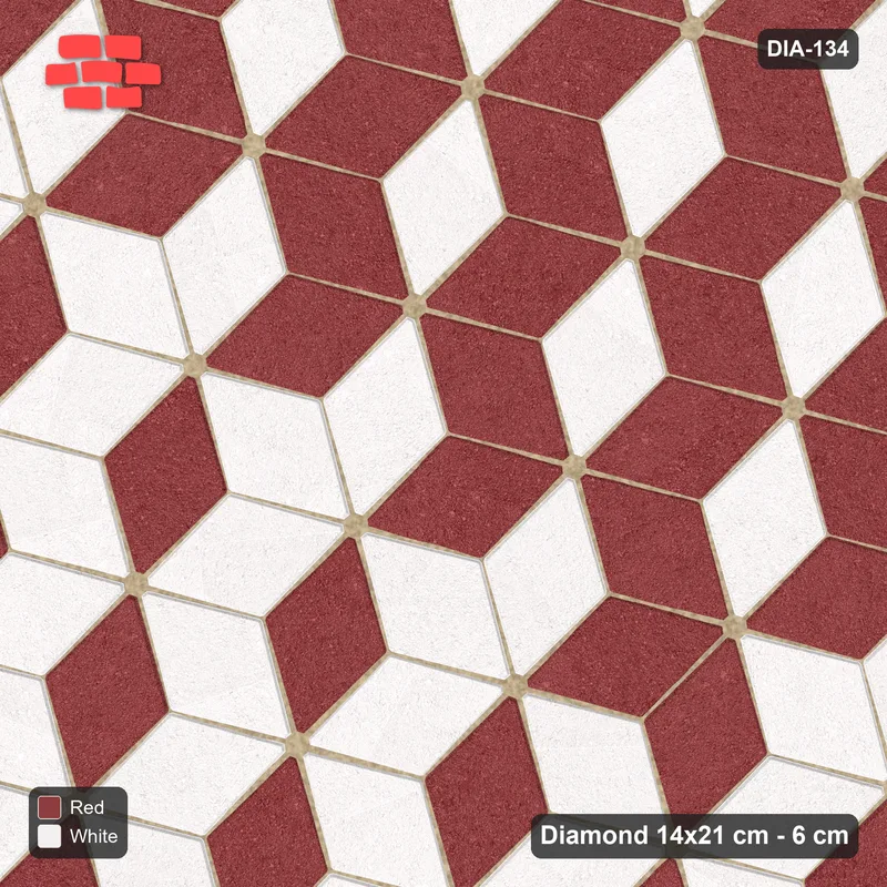 Interlock (Pasco) 14x21 cm · DIA-134 · Tumbling cubes, diagonal zones 15 deg - kerb frame · Top view