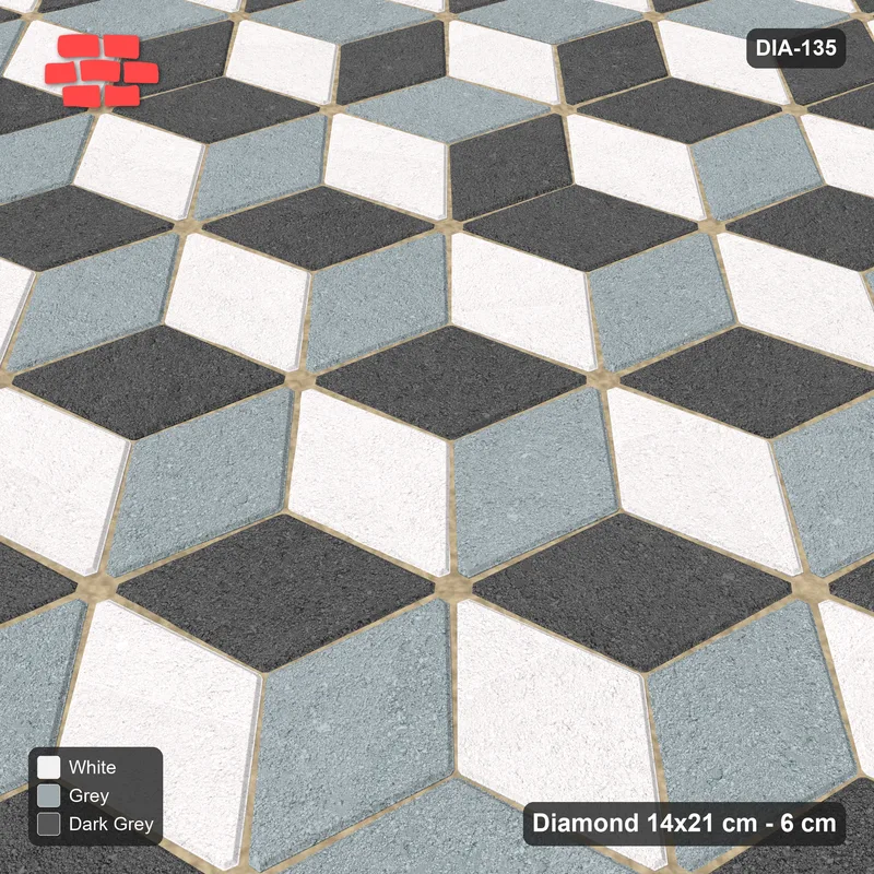 Interlock (Pasco) 14x21 cm · DIA-135 · Tumbling cubes, cross band 105 deg - edge to edge · Side view