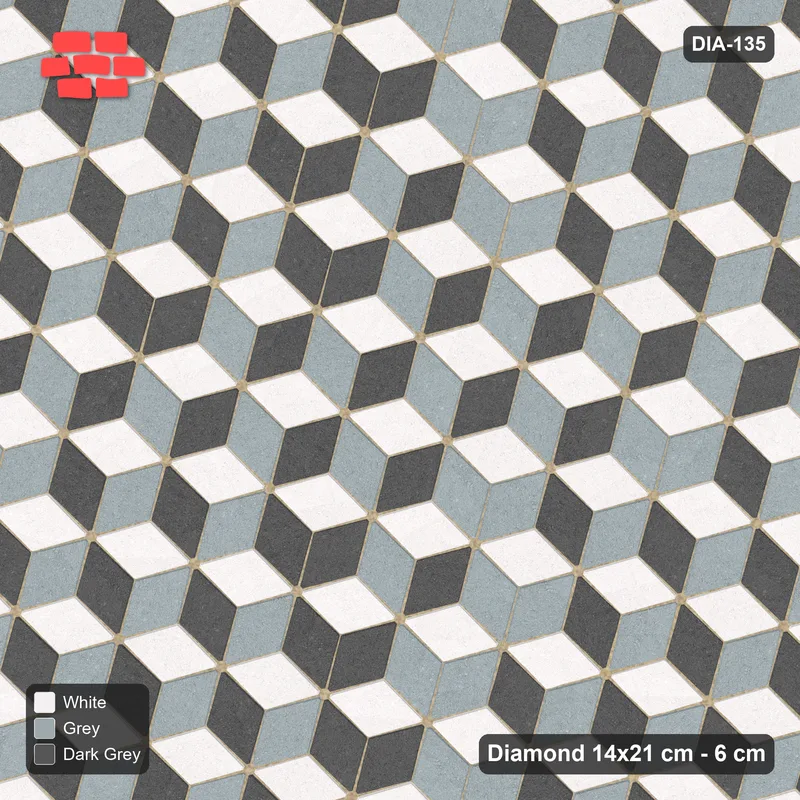 Interlock (Pasco) 14x21 cm · DIA-135 · Tumbling cubes, cross band 105 deg - edge to edge · Top view
