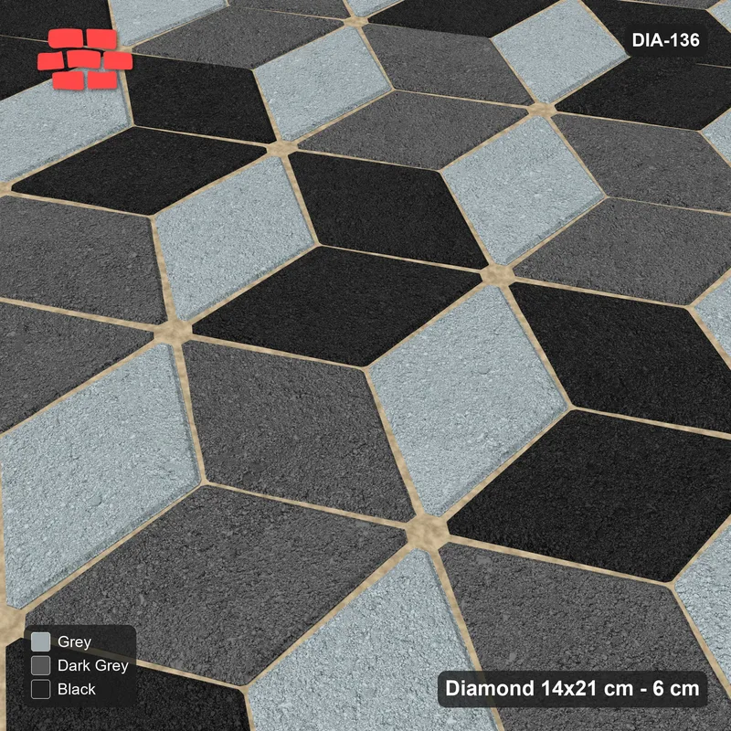 Interlock (Pasco) 14x21 cm · DIA-136 · Tumbling cubes, alternating columns 0 deg - kerb frame · Side view