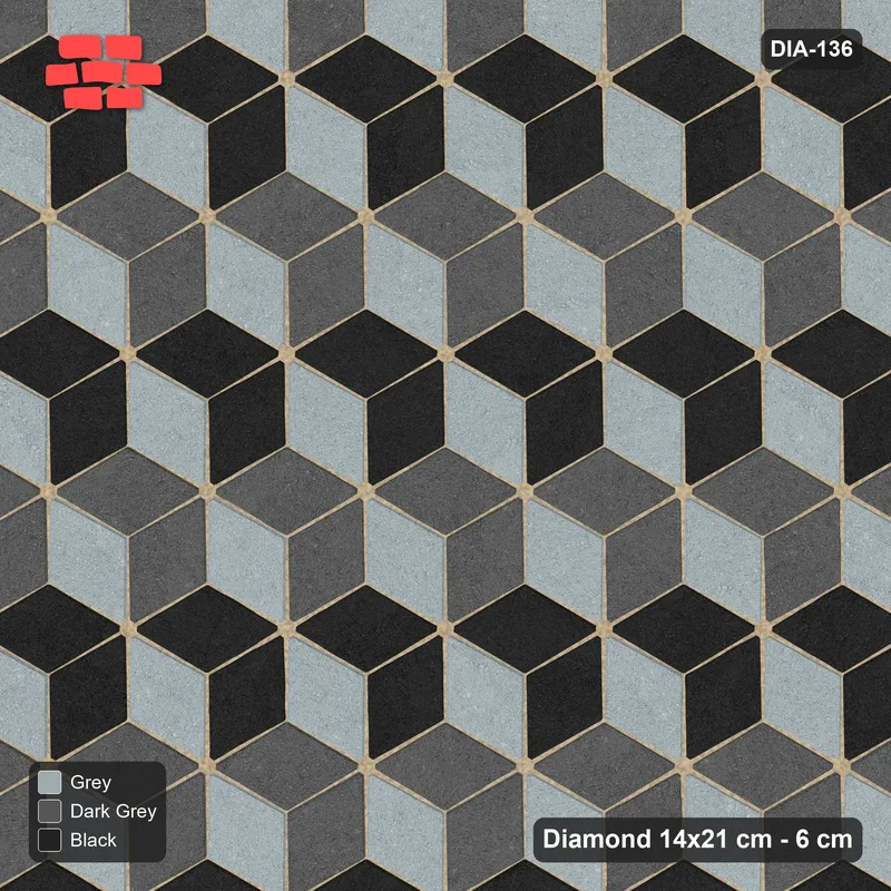 Interlock (Pasco) 14x21 cm · DIA-136 · Tumbling cubes, alternating columns 0 deg - kerb frame · Top view
