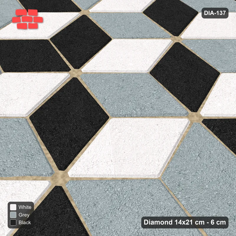 Interlock (Pasco) 14x21 cm · DIA-137 · Tumbling cubes, vertical band 75 deg - kerb frame · Side view