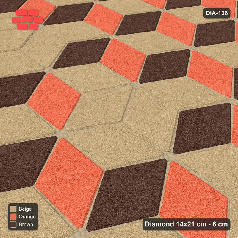 Interlock (Pasco) 14x21 cm · DIA-138 · Tumbling cubes, plain accent band 150 deg - edge to edge · Side view