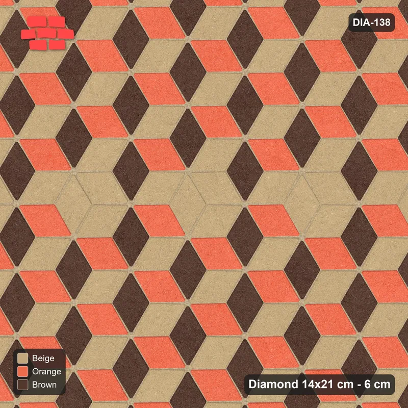 Interlock (Pasco) 14x21 cm · DIA-138 · Tumbling cubes, plain accent band 150 deg - edge to edge · Top view