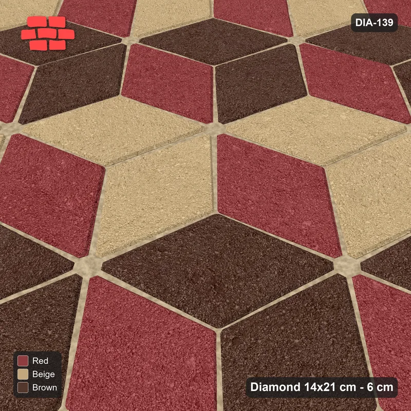 Interlock (Pasco) 14x21 cm · DIA-139 · Tumbling cubes, alternating rows 45 deg - edge to edge · Side view