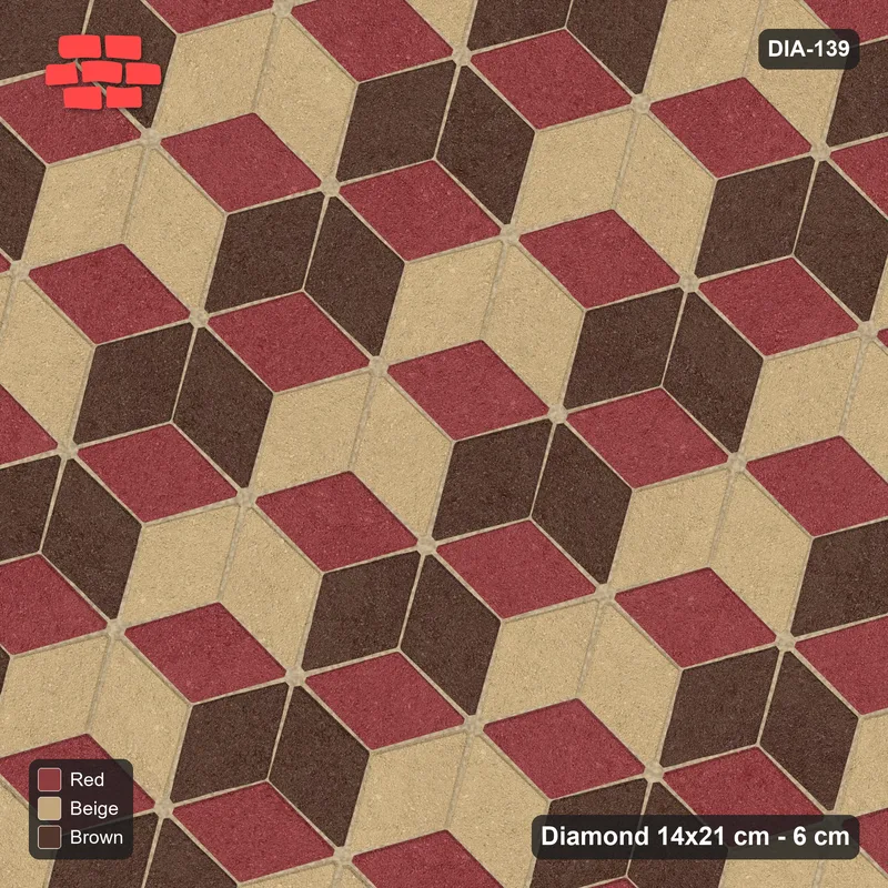 Interlock (Pasco) 14x21 cm · DIA-139 · Tumbling cubes, alternating rows 45 deg - edge to edge · Top view