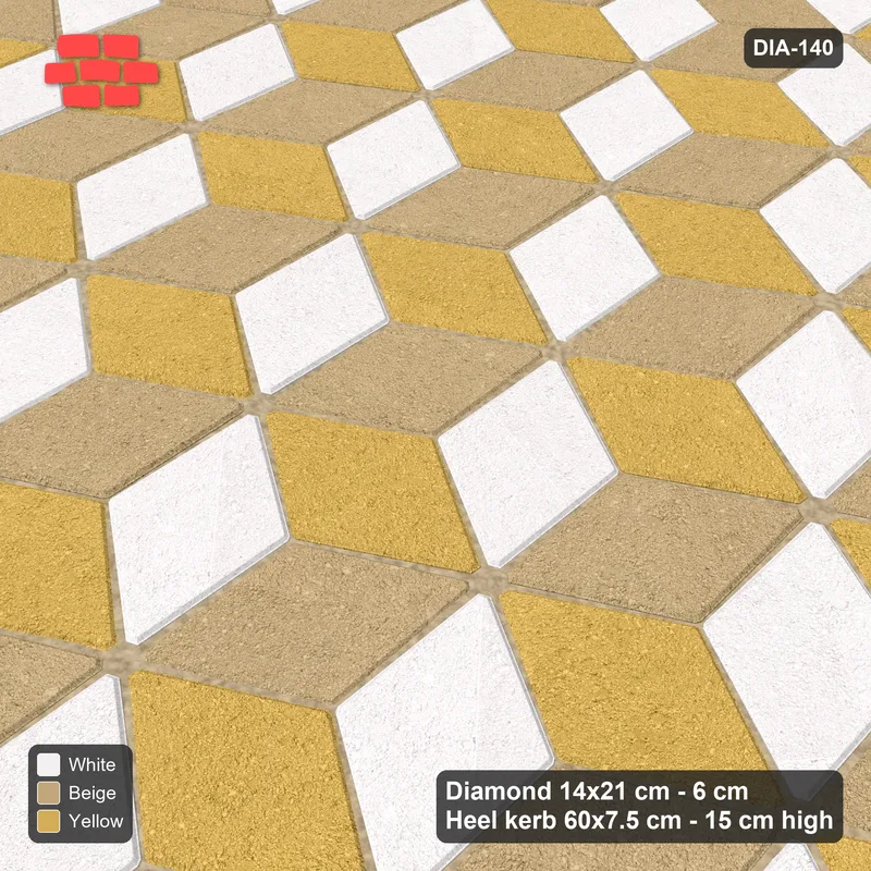Interlock (Pasco) 14x21 cm · DIA-140 · Tumbling cubes, accent border 120 deg - kerb frame · Side view