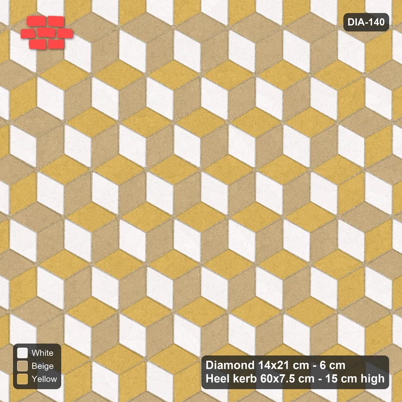 Interlock (Pasco) 14x21 cm · DIA-140 · Tumbling cubes, accent border 120 deg - kerb frame · Top view