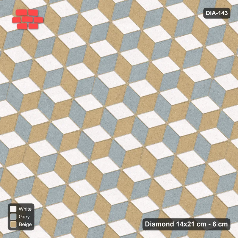 Interlock (Pasco) 14x21 cm · DIA-143 · Tumbling cubes, feature band 165 deg - edge to edge · Top view