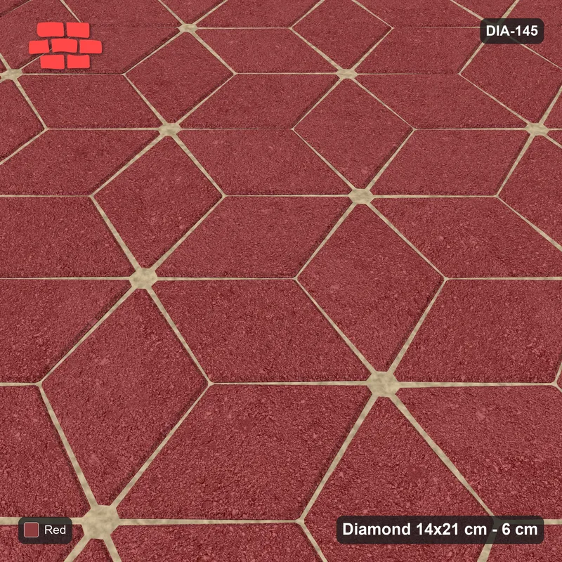 Interlock (Pasco) 14x21 cm · DIA-145 · Single-tone rhombus lattice 135 deg - edge to edge · Side view