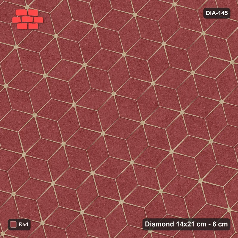 Interlock (Pasco) 14x21 cm · DIA-145 · Single-tone rhombus lattice 135 deg - edge to edge · Top view