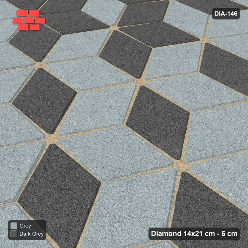 Interlock (Pasco) 14x21 cm · DIA-146 · Tumbling cubes, cross band 30 deg - kerb frame · Side view