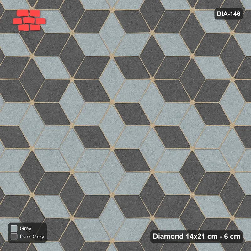 Interlock (Pasco) 14x21 cm · DIA-146 · Tumbling cubes, cross band 30 deg - kerb frame · Top view