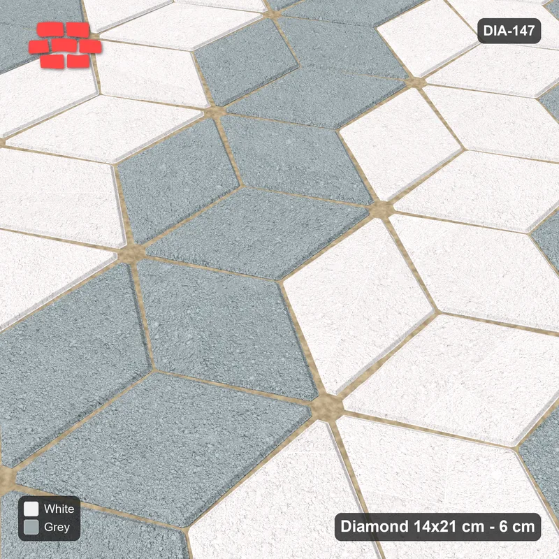 Interlock (Pasco) 14x21 cm · DIA-147 · Tumbling cubes, alternating columns 120 deg - edge to edge · Side view