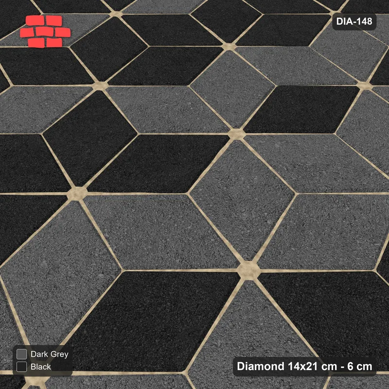 Interlock (Pasco) 14x21 cm · DIA-148 · Tumbling cubes, vertical band 15 deg - edge to edge · Side view