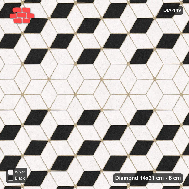 Interlock (Pasco) 14x21 cm · DIA-149 · Tumbling cubes, plain accent band 90 deg - kerb frame · Top view