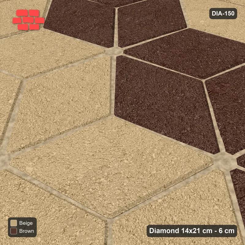 Interlock (Pasco) 14x21 cm · DIA-150 · Tumbling cubes, alternating rows 165 deg - kerb frame · Side view